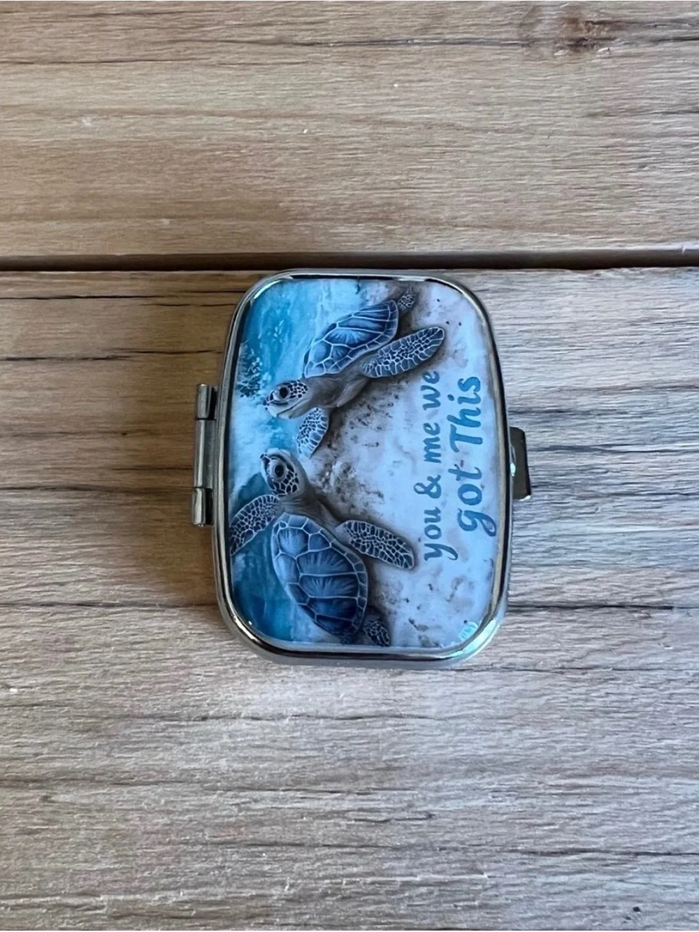 Sea Turtle Beach Purse Pill Box/Travel Jewelry-Ocean Blue and Sand
